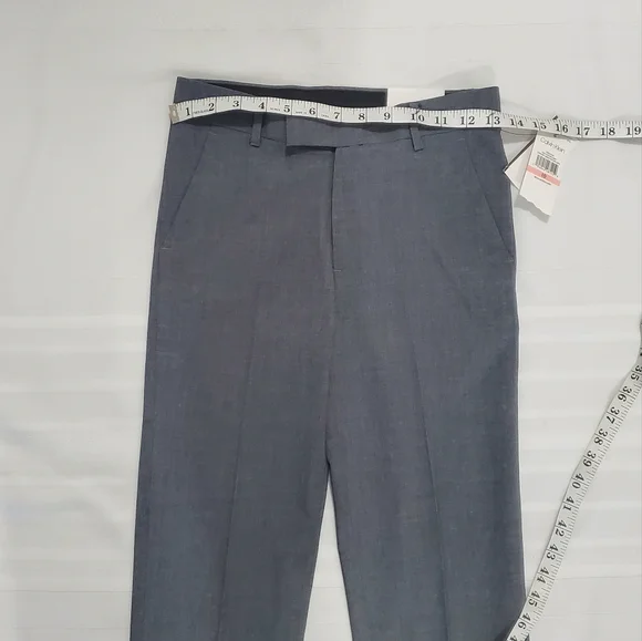 NWT Calvin Klein Boys Flat Front-Stretch Slim Fit Dress Pants Oxford Grey - Picture 3 of 8